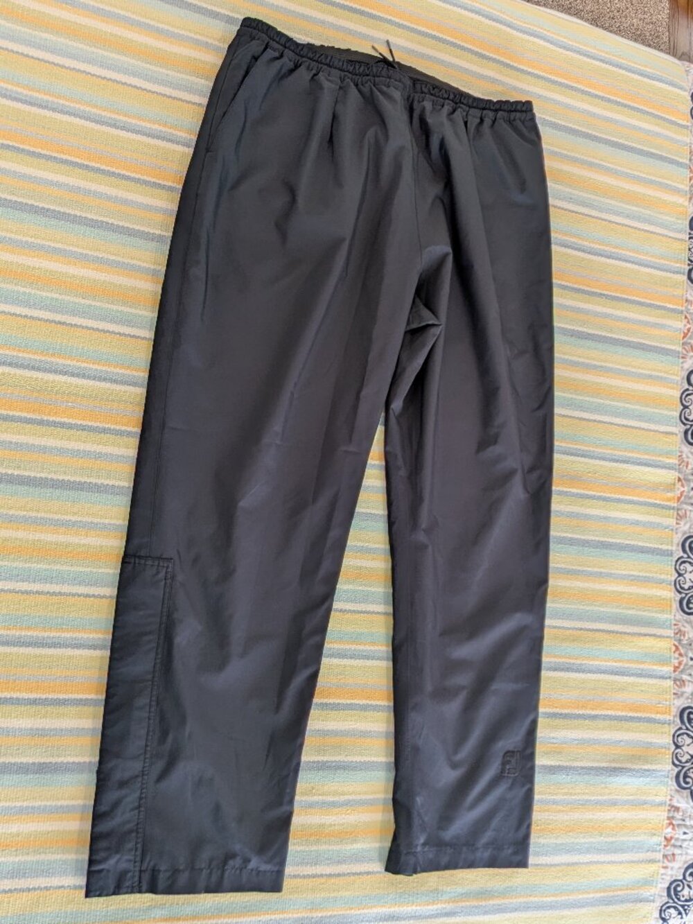 FootJoy DryJoys Men's XXL Waterproof Golf Rain Pants Black Snap Ankle Zip Leg